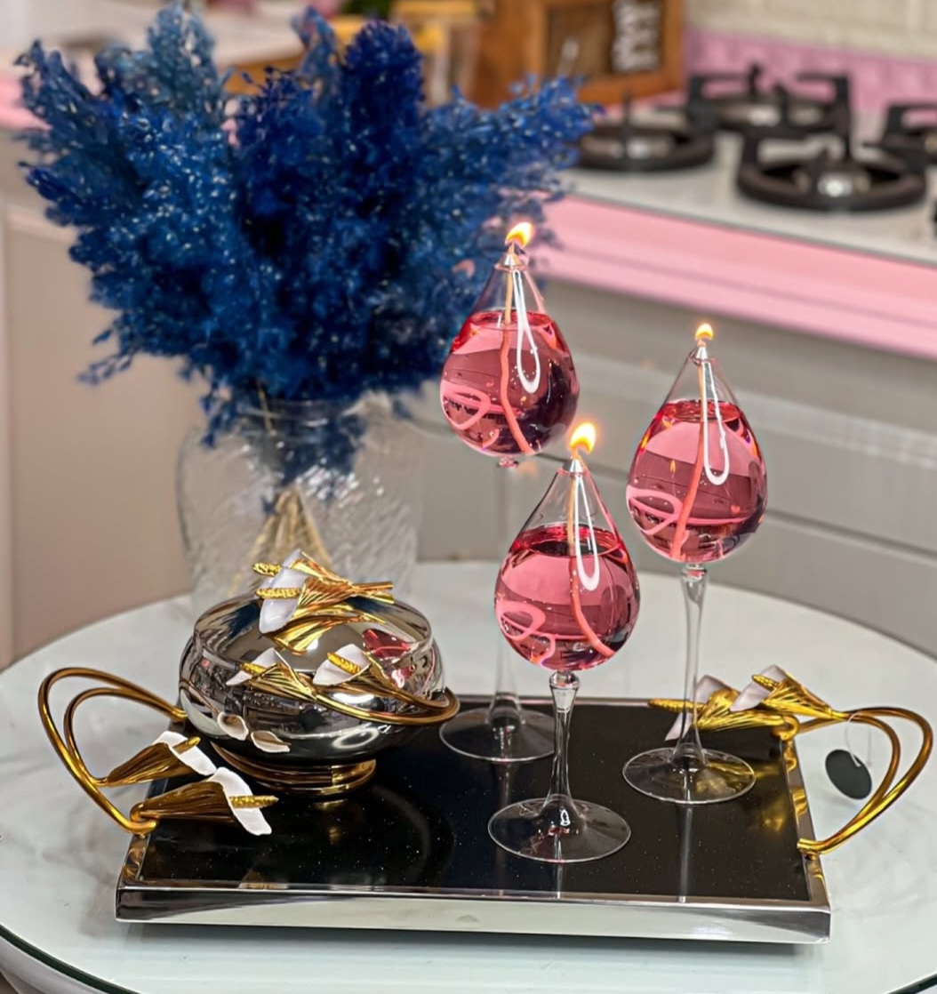 ست شمع ارغوان پایه دار