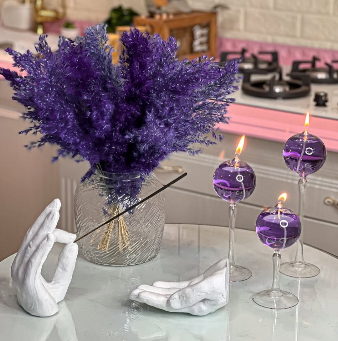 ست شمع گرد پایه دار