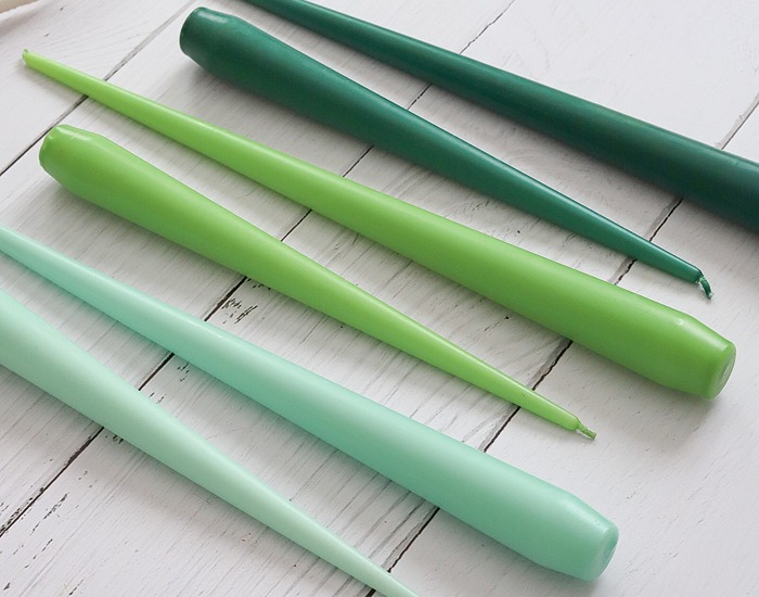 شمع سبز رنگ در رنگندی های مختلف