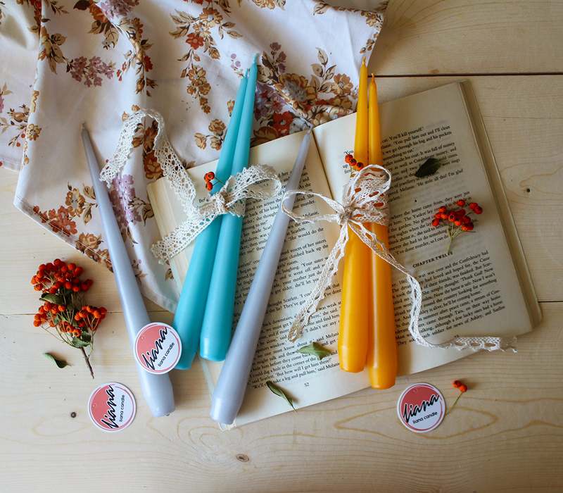 شمع های رنگی رنگی دو تایی قلمی