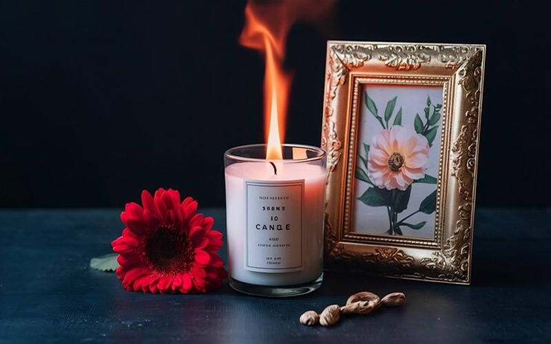 شمهع شیشه ایی سفید تزئین شده 