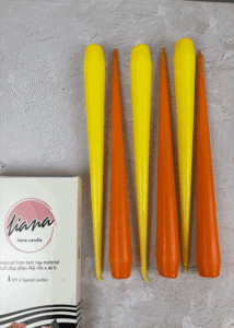 شمع قلمی زرد و نارنجی پاییزی