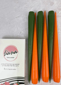 شمع قلمی نارنجی پاییزی و سبز زیتونی