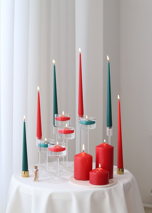 شمع یلدایی سبز قرمز قلمی