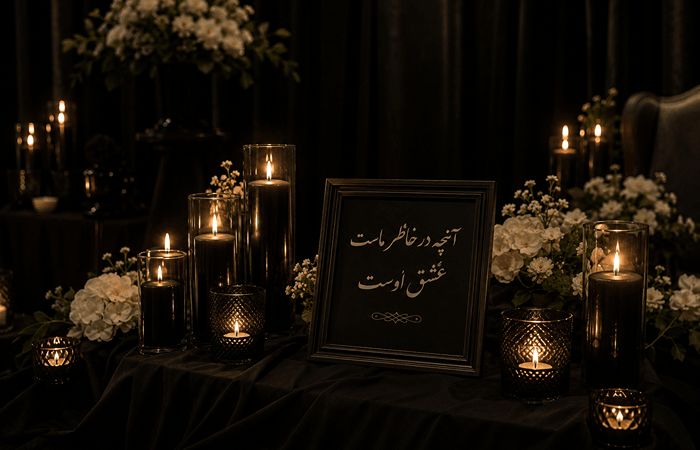شمع آرایی با ترکیب مشکی و نور گرم